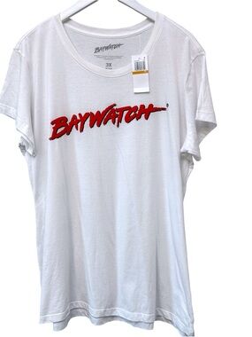 Baywatch White Tee Plus Size 2X-3X Red Logo women Tshirt NWT
